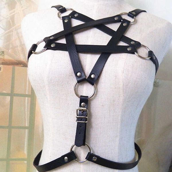 2 styles woman pentagram punk style pu leather harness belts lingerie body bondage caged bralette gothic bra garters, Black;white
2 styles woman pentagram punk style pu leather harness belts lingerie body bondage caged bralette gothic bra garters, Black;white