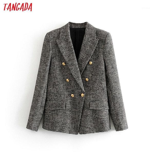 tangada women warm winter double breasted suit jacket office ladies vintage plaid blazer pockets work wear outwear 3h1541, White;black
tangada women warm winter double breasted suit jacket office ladies vintage plaid blazer pockets work wear outwear 3h1541, White;black