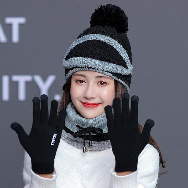 4pcs women winter neck warm scarf set hat knit touch screen mittens winter warm suit, Black
4pcs women winter neck warm scarf set hat knit touch screen mittens winter warm suit, Black