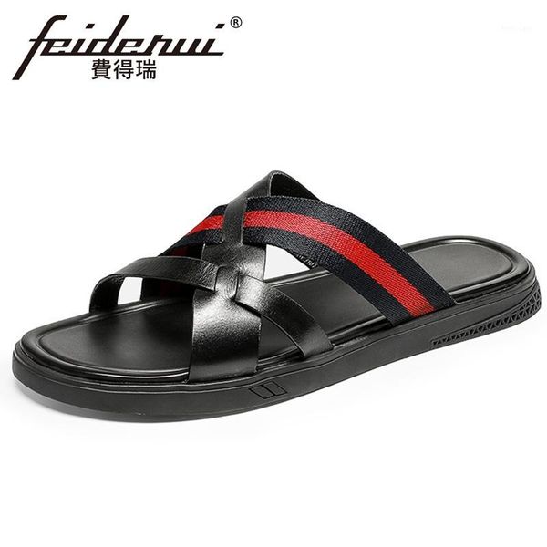 vintage genuine leather man flat sandals summer comfortable male roman slippers daily outdoor men's breathable shoes fhs2461, Black 
vintage genuine leather man flat sandals summer comfortable male roman slippers daily outdoor men's breathable shoes fhs2461, Black