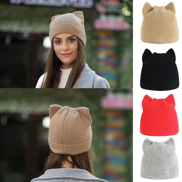 beanie/skull caps women cat ear knitted beanies solid color simple warm earflap hat girl knit, Blue;gray
beanie/skull caps women cat ear knitted beanies solid color simple warm earflap hat girl knit, Blue;gray