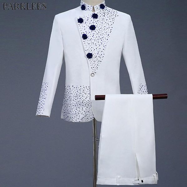 mens white suit diamond floral men suit for wedding groom tuxedo mens suits with pants party slim fit men suits sets, White;black
mens white suit diamond floral men suit for wedding groom tuxedo mens suits with pants party slim fit men suits sets, White;black
