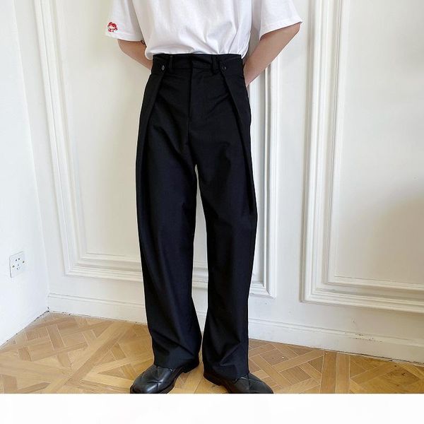 men waist design wide leg casual long suit pants male streetwear fashion show trousers, Black
men waist design wide leg casual long suit pants male streetwear fashion show trousers, Black