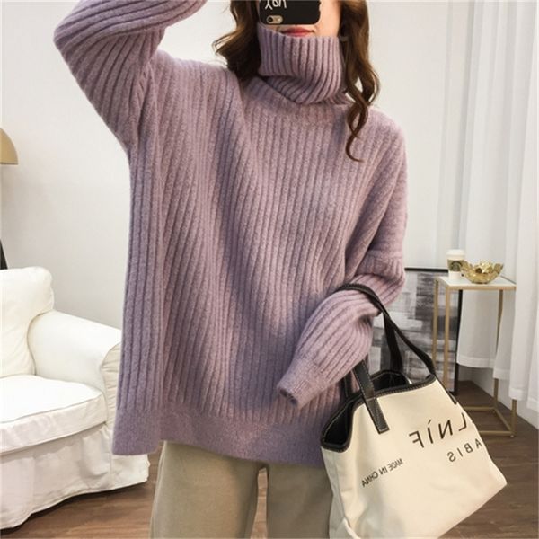 2021 new lazy wind solid color pit strip high collar pullover sweater female long-sleeved knitted new dimj, White;black
2021 new lazy wind solid color pit strip high collar pullover sweater female long-sleeved knitted new dimj, White;black