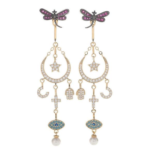 s925 paved cubic zirconia stones cross dangle earring blue eyes new moon dangle dragonfly for women party jewelry, Silver
s925 paved cubic zirconia stones cross dangle earring blue eyes new moon dangle dragonfly for women party jewelry, Silver