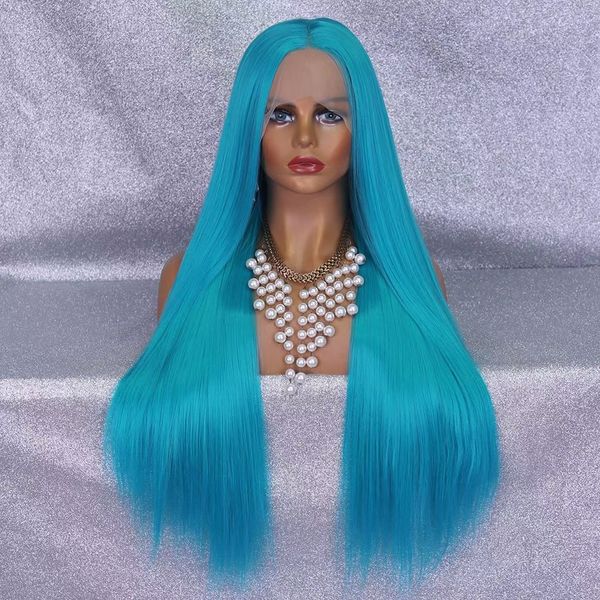 costume accessories 26inch 180%density sky blue color long straight synthetic lace front wig glueless lace wig for women with baby hair dail, Silver
costume accessories 26inch 180%density sky blue color long straight synthetic lace front wig glueless lace wig for women with baby hair dail, Silver