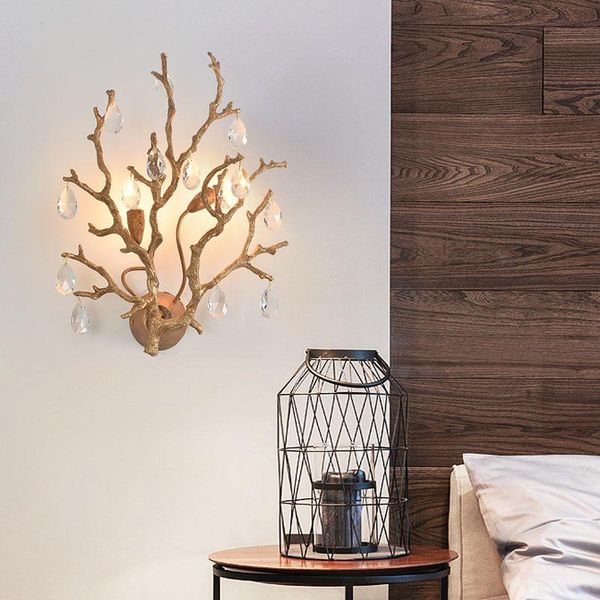original crystal wall light post-morden unique branch all copper bed room night stand living room background hallway light
original crystal wall light post-morden unique branch all copper bed room night stand living room background hallway light