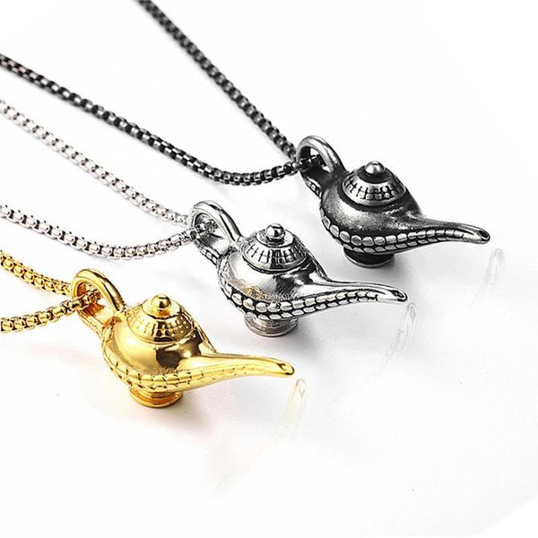316l stainless steel necklaces 3d aladdin magic lamp pendant necklaces fashion antiquity necklace men women jewelry gifts, Silver
316l stainless steel necklaces 3d aladdin magic lamp pendant necklaces fashion antiquity necklace men women jewelry gifts, Silver