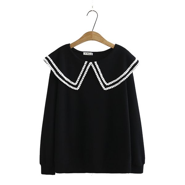 size xl-4xl plus fall new female hoodies beautiful neck long sleeves pullovers oversized spring outerwear 5q6p, Black;brown
size xl-4xl plus fall new female hoodies beautiful neck long sleeves pullovers oversized spring outerwear 5q6p, Black;brown