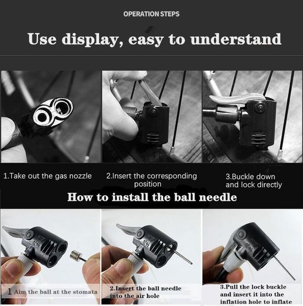 mini aluminum alloy pump bicycle portable high pressure inflatable tube basketball football needle bicycle equipment
mini aluminum alloy pump bicycle portable high pressure inflatable tube basketball football needle bicycle equipment