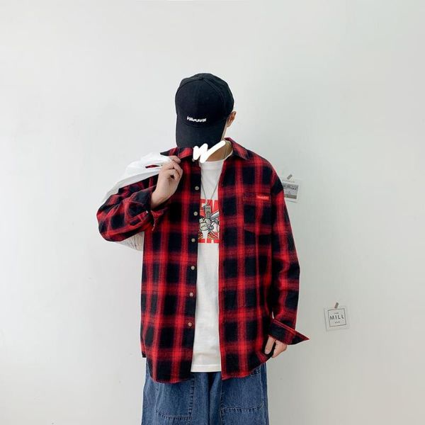 men's casual shirts fashion long sleeve plaid shirt loose plus size teen student brand trendy, White;black
men's casual shirts fashion long sleeve plaid shirt loose plus size teen student brand trendy, White;black