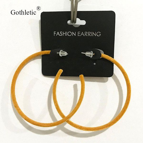 gothletic 2.5x60mm mustard velvet hoop earring flocking round circle earrings for women fashion autumn winter jewelry, Golden;silver
gothletic 2.5x60mm mustard velvet hoop earring flocking round circle earrings for women fashion autumn winter jewelry, Golden;silver