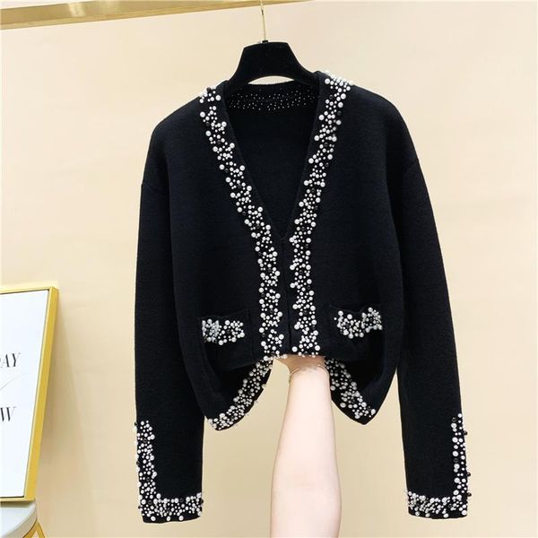 2021 trendy cardigan ladies v neck beading pockets pearls sleeve winter warm women fall fashion sweater, White
2021 trendy cardigan ladies v neck beading pockets pearls sleeve winter warm women fall fashion sweater, White