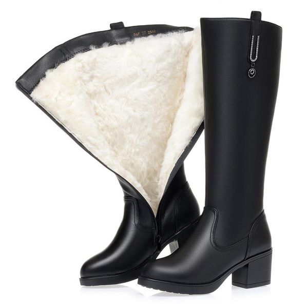 women long shoes platform high heel 2020 new winter boots women cow leather thick wool fashion footwear with thick heel, Black
women long shoes platform high heel 2020 new winter boots women cow leather thick wool fashion footwear with thick heel, Black