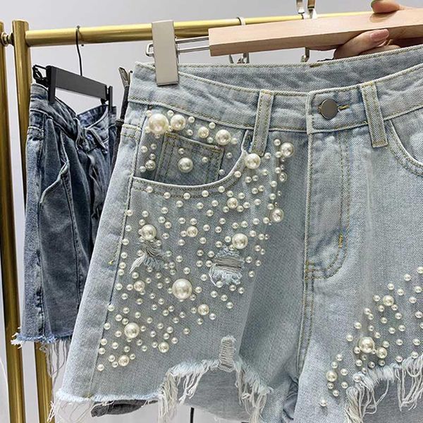 new summer tassel bead decoration solid ripped women shorts denim casual high waist a-line female bottoms jeans shorts1, Blue
new summer tassel bead decoration solid ripped women shorts denim casual high waist a-line female bottoms jeans shorts1, Blue