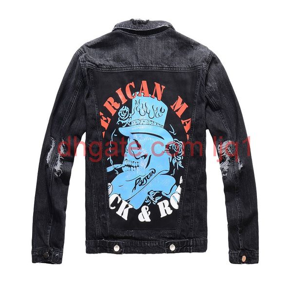 mens stylist jackets 19fw men women retro classic denim jacket high street embroidery ripped denim jacket coat, Black
mens stylist jackets 19fw men women retro classic denim jacket high street embroidery ripped denim jacket coat, Black