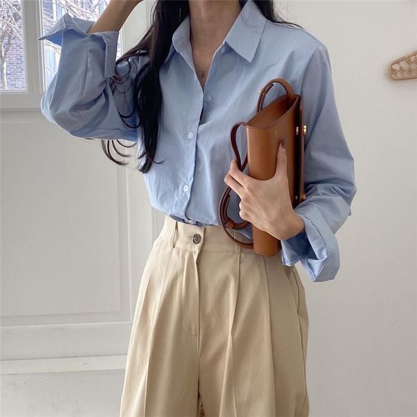 lapel korean chic casual all match stylish 2020 women minimalist loose leisure solid office lady brief shirts, White
lapel korean chic casual all match stylish 2020 women minimalist loose leisure solid office lady brief shirts, White