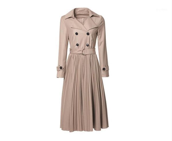 new designer women trench coat double breasted pleated trench with belt women elegant slim long coats1, Tan;black 
new designer women trench coat double breasted pleated trench with belt women elegant slim long coats1, Tan;black