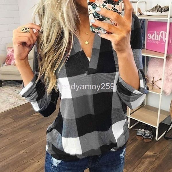 women's blouses & shirts women's spring and autumn leisure printing v-neck plaid long sleeve shirt top, White
women's blouses & shirts women's spring and autumn leisure printing v-neck plaid long sleeve shirt top, White