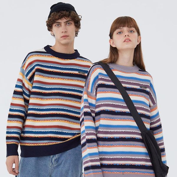 men's sweaters 2021 men hip hop streetwear sweater striped knitted vintage retro harajuku cotton pullover autumn fashion casual, White;black
men's sweaters 2021 men hip hop streetwear sweater striped knitted vintage retro harajuku cotton pullover autumn fashion casual, White;black