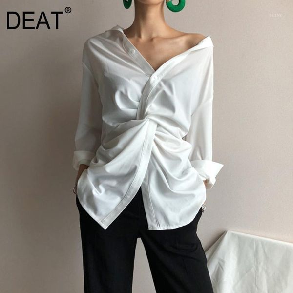 deat 2020 new spring fashion women clothing irregular v lead shirt spring clothes asymmetrical korean girl's shirt wd75300l1, White
deat 2020 new spring fashion women clothing irregular v lead shirt spring clothes asymmetrical korean girl's shirt wd75300l1, White