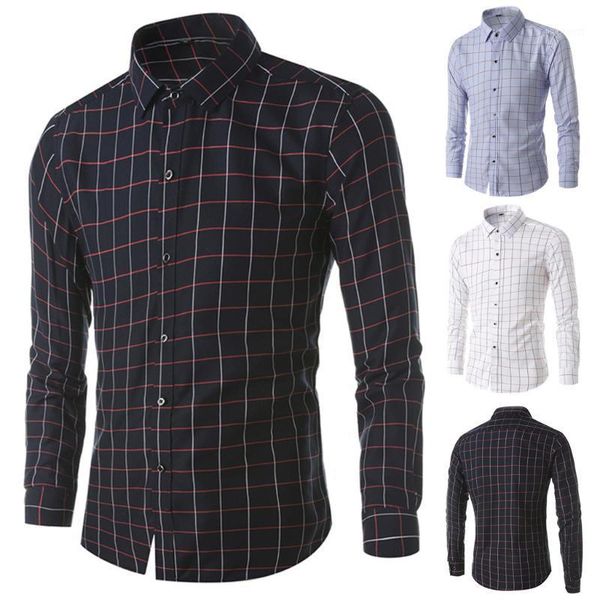mens blouse men's fashion business leisure long-sleeved lattice printing shirt blouse1, White;black 
mens blouse men's fashion business leisure long-sleeved lattice printing shirt blouse1, White;black