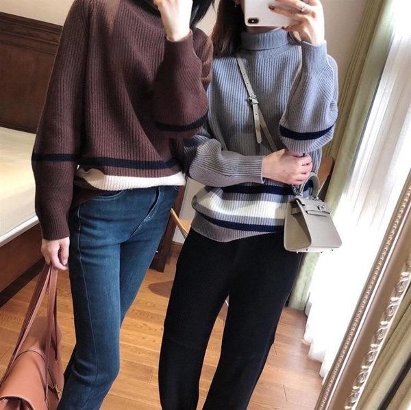 women's sweaters women sweater autumn/winter warm wool color-blocking temperament high-neck loose outer wear, White;black
women's sweaters women sweater autumn/winter warm wool color-blocking temperament high-neck loose outer wear, White;black