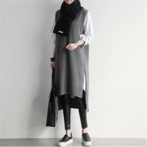 women's vests winter autumn women long sweater dress knit tank sleeveless straight vestidos v neck loose casual, Black;white
women's vests winter autumn women long sweater dress knit tank sleeveless straight vestidos v neck loose casual, Black;white