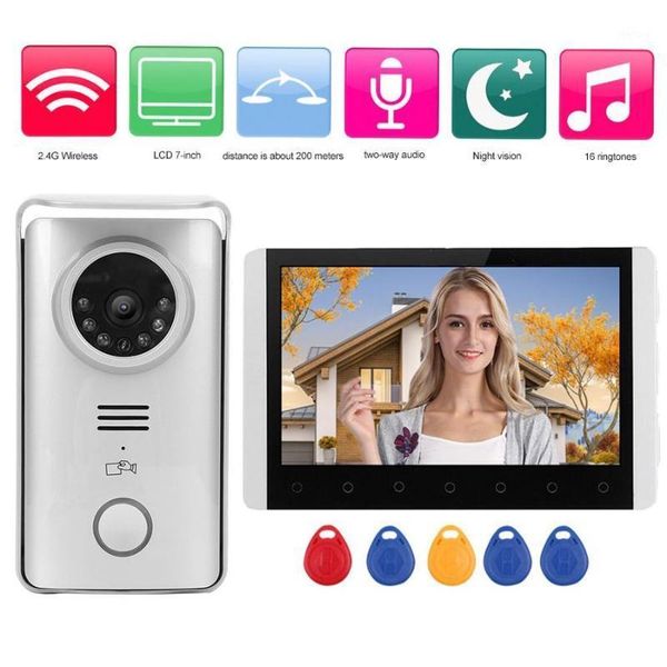 door bell camera 2.4g wireless video intercom 7in tft lcd doorbell rfid night vision visual doorphone kit 100-240v ring1
door bell camera 2.4g wireless video intercom 7in tft lcd doorbell rfid night vision visual doorphone kit 100-240v ring1