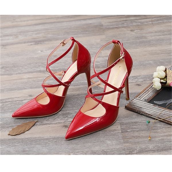 leather patent dressed 8- high heels in ladies wedding summer shoes pointed to women's sandals, Black
leather patent dressed 8- high heels in ladies wedding summer shoes pointed to women's sandals, Black