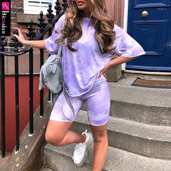 2 piece outfits for women tie dye printed t-shirt & short1, White 
2 piece outfits for women tie dye printed t-shirt & short1, White
