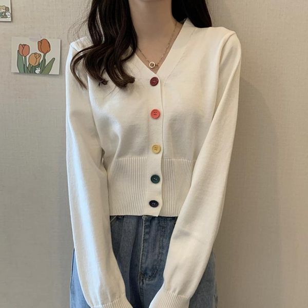women's knits & tees autumn chic korean short sweaters women fashion elegant v neck long sleeve colorful buttons slim style thin cardig, White
women's knits & tees autumn chic korean short sweaters women fashion elegant v neck long sleeve colorful buttons slim style thin cardig, White