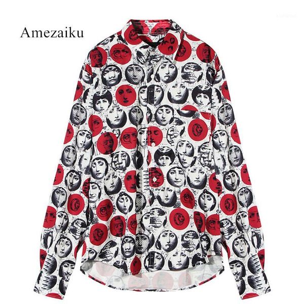 2018 women prints long blouse long sleeve shirts street turn-down collar casual single breasted face print blouses blusa1, White
2018 women prints long blouse long sleeve shirts street turn-down collar casual single breasted face print blouses blusa1, White