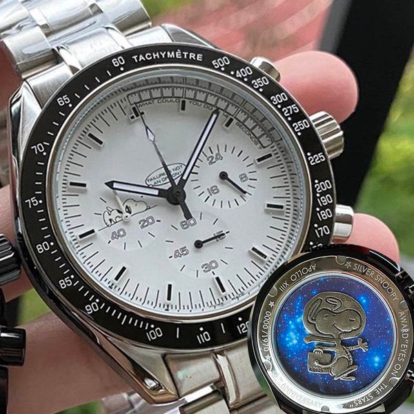 men watch ceramic bezel sliver snoopy mens chronograph vk quarz movement steel fabric watches case wristwatches, Slivery;brown
men watch ceramic bezel sliver snoopy mens chronograph vk quarz movement steel fabric watches case wristwatches, Slivery;brown