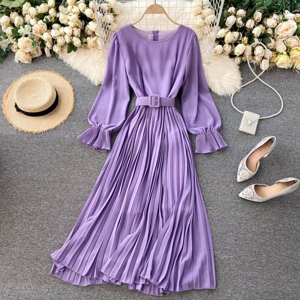 autumn women's red/yellow/purple pleated long dress elegant o-neck flare sleeve sashes vestidos female 2020 fall new fashion, Black;gray
autumn women's red/yellow/purple pleated long dress elegant o-neck flare sleeve sashes vestidos female 2020 fall new fashion, Black;gray