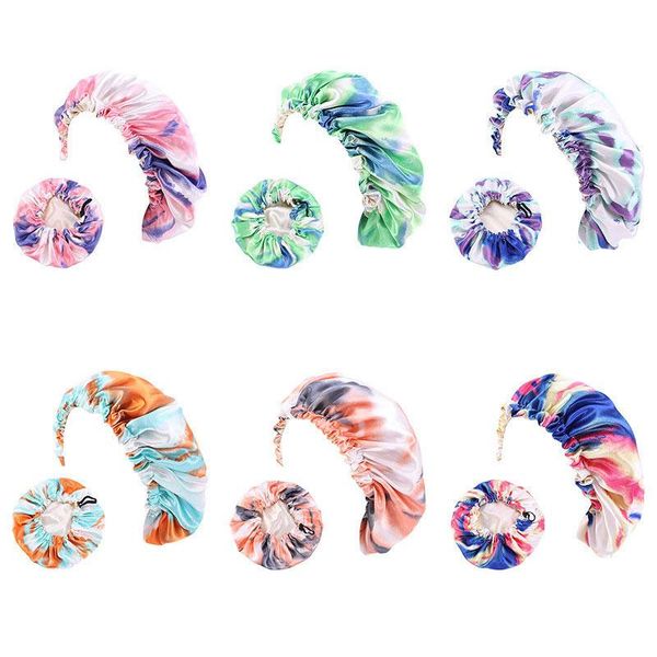 mommy and me satin bonnet adjustable double layer sleep cap parents and kids tie dyed turban hair cover night hat, Blue;gray
mommy and me satin bonnet adjustable double layer sleep cap parents and kids tie dyed turban hair cover night hat, Blue;gray