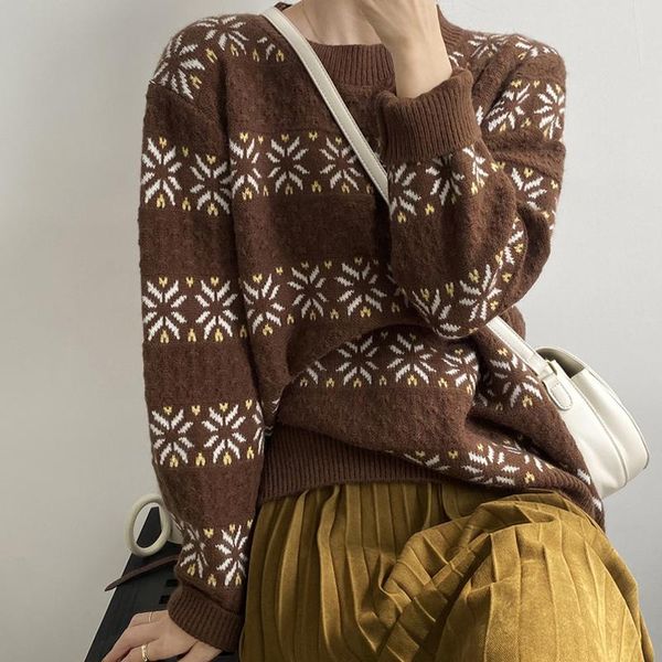 autumn winter 2020 vintage jacquard thickened sweater women round collar long sleeve loose warm female pullovers, White;black
autumn winter 2020 vintage jacquard thickened sweater women round collar long sleeve loose warm female pullovers, White;black