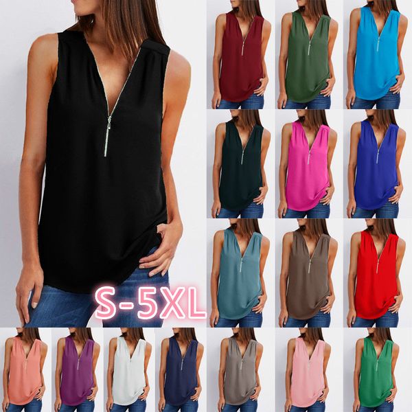 5xl women plus size loose casual blouse female summer solid sleeveless v-neck zipper shirt, White
5xl women plus size loose casual blouse female summer solid sleeveless v-neck zipper shirt, White