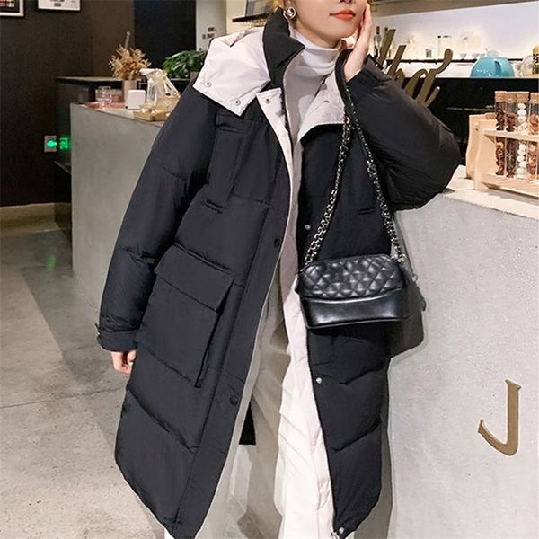 6 color long coat winter women's hood casual puffer jacket female zipper down coats loose parkas warm outerwear korean 201210, Black
6 color long coat winter women's hood casual puffer jacket female zipper down coats loose parkas warm outerwear korean 201210, Black