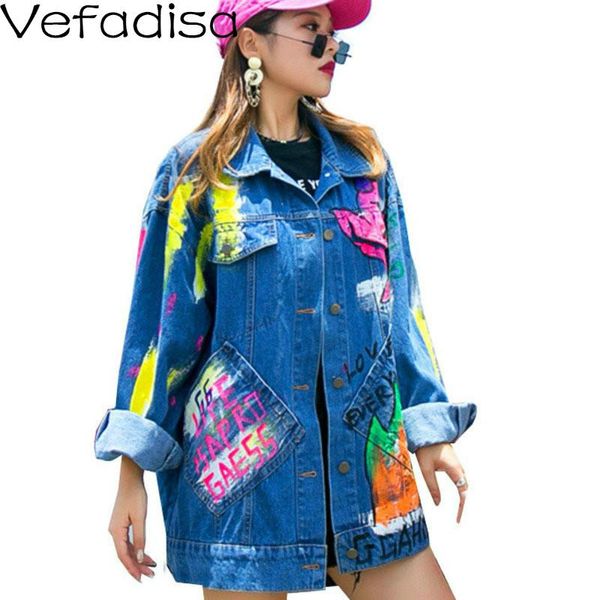 vefadisa blue colorful graffiti denim jacket women 2021 spring patchwork women denim coat personality outwear jacket yf4865, Black;brown
vefadisa blue colorful graffiti denim jacket women 2021 spring patchwork women denim coat personality outwear jacket yf4865, Black;brown