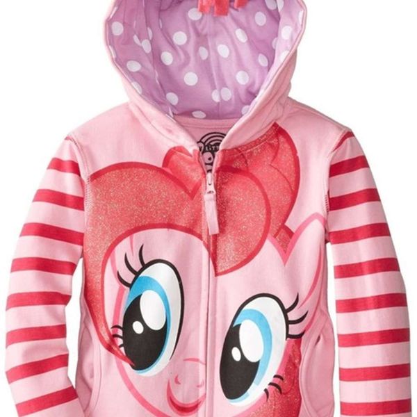 2019 new children's print coat girls rainbow pony sweater hoodie, Black