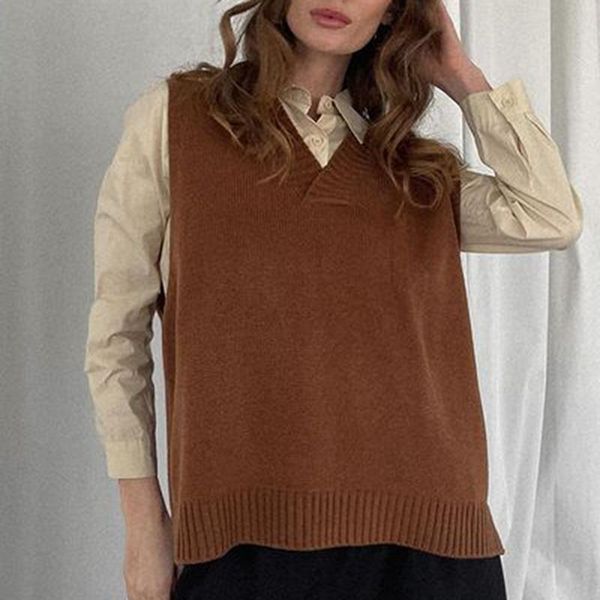 women's vests floy fashion v neck simple pullover sweaters women elegant loose side split sweater solid sleeveless ladies, Black;white
women's vests floy fashion v neck simple pullover sweaters women elegant loose side split sweater solid sleeveless ladies, Black;white