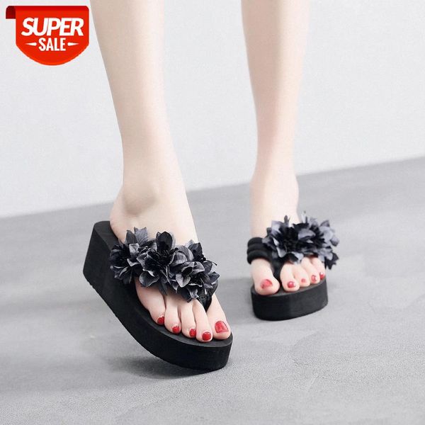 6 cm high heel women's flower flip flops casual sandals and slippers female clip feet non-slip wild wedge heel beach shoes #5x01, Black
6 cm high heel women's flower flip flops casual sandals and slippers female clip feet non-slip wild wedge heel beach shoes #5x01, Black