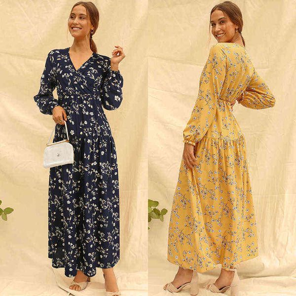 casual dresses women's autumn and winter v-neck long sleeve printed skirt long floral dresses, Black;gray
casual dresses women's autumn and winter v-neck long sleeve printed skirt long floral dresses, Black;gray