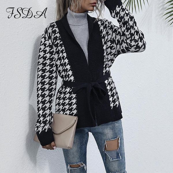 fsda v neck houndstooth cardigan women 2020 with sashes autumn winter long sleeve oversized sweater loose jumper knitted fashion, White
fsda v neck houndstooth cardigan women 2020 with sashes autumn winter long sleeve oversized sweater loose jumper knitted fashion, White