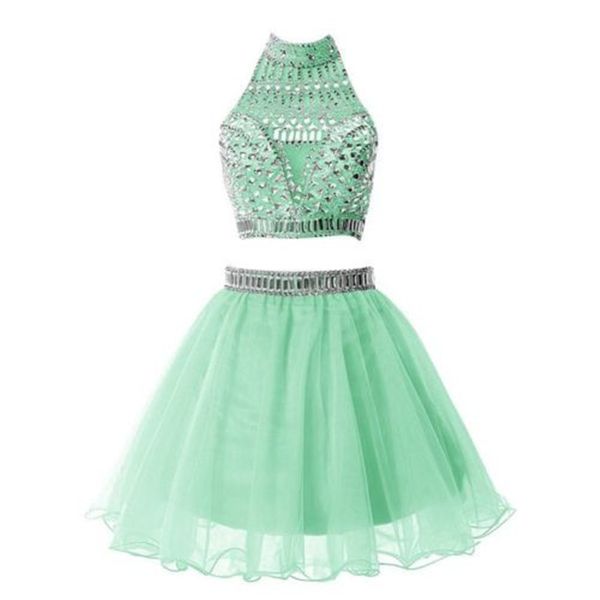 women's crystal tulle a line short homecoming dress 2019 new coming two piece beads sparkly party gowns gorgeous custom size real image, Blue;pink
women's crystal tulle a line short homecoming dress 2019 new coming two piece beads sparkly party gowns gorgeous custom size real image, Blue;pink