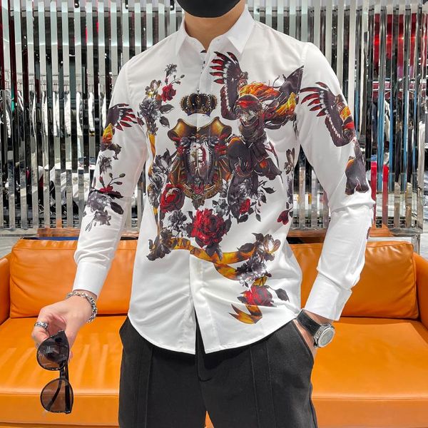 men's casual shirts zk01381 fashion 2021 runway european design party style clothing, White;black
men's casual shirts zk01381 fashion 2021 runway european design party style clothing, White;black
