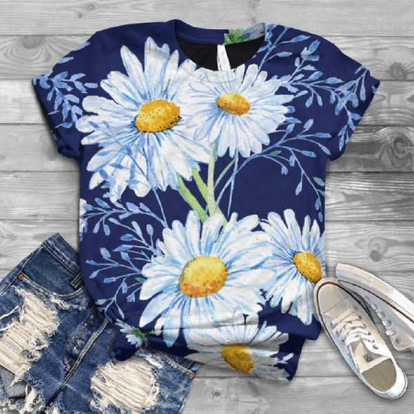 plus size women daisy printed t-shirt short sleeve 3d animal print summer lady o-neck tee streetwear shirt camisetas mujer, White
plus size women daisy printed t-shirt short sleeve 3d animal print summer lady o-neck tee streetwear shirt camisetas mujer, White