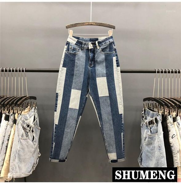woman jeans high waist loose harem pants color block stretch casual jeans female denim trousers plus size 2020 spring summer1, Blue
woman jeans high waist loose harem pants color block stretch casual jeans female denim trousers plus size 2020 spring summer1, Blue