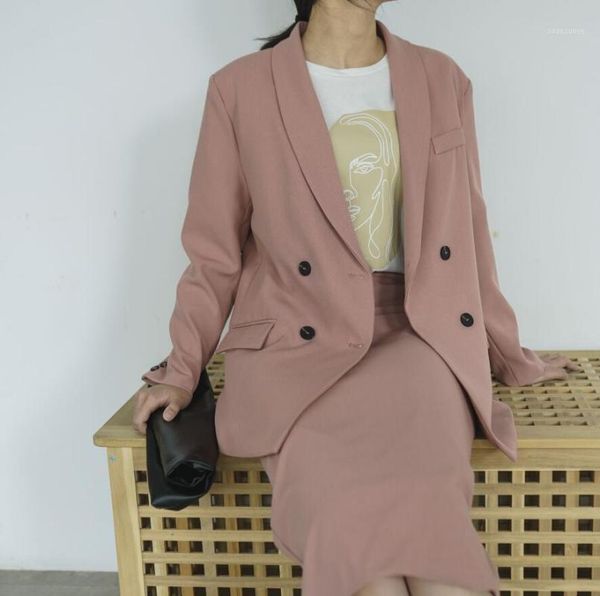 2020 spring women ies blazer suits doule breasted pink blazer office lady sets1, White
2020 spring women ies blazer suits doule breasted pink blazer office lady sets1, White